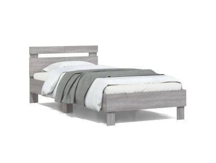 Rám postele s čelem a LED osvětlením šedý sonoma 100 x 200 cm 838713