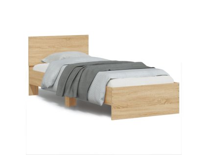 Rám postele s čelem a LED osvětlením dub sonoma 90 x 200 cm 838808