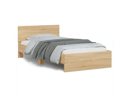 Rám postele s čelem a LED osvětlením dub sonoma 100 x 200 cm 838801