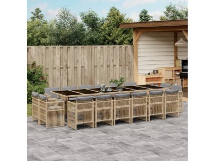 17dílný zahradní jídelní set s poduškami mix béžové polyratan 3211068