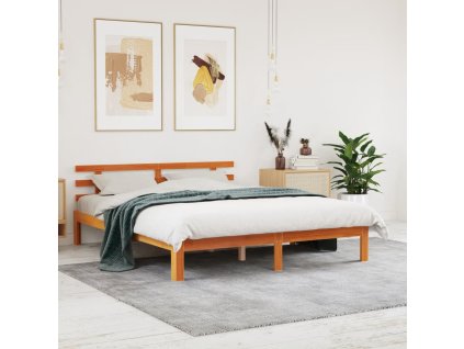 Postel bez matrace voskově hnědá 150 x 200 cm masivní borovice 844275