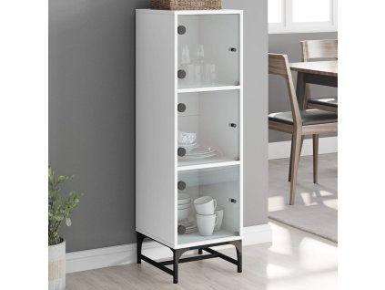 Highboard se skleněnými dvířky bílý 35 x 37 x 120 cm 836560