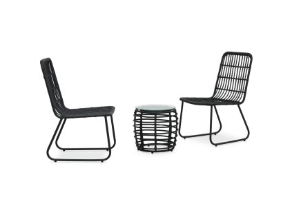 3dílný bistro set polyratan černý 48585