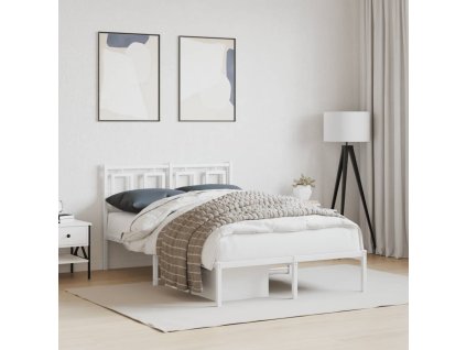 Kovový rám postele s čelem bílý 120 x 190 cm 374287