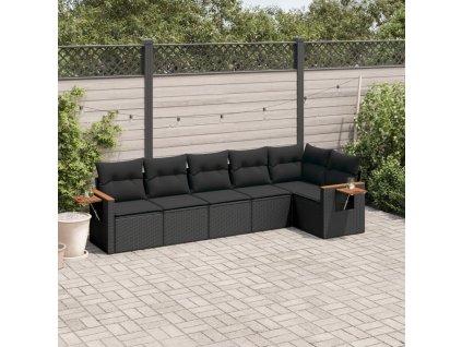 6dílná zahradní sedací souprava s poduškami černá polyratan 3259227