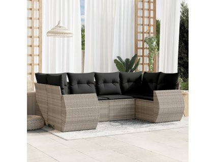 6dílná zahradní sedací souprava a podušky světle šedá polyratan 3254119