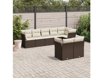 8dílná zahradní sedací souprava s poduškami hnědá polyratan 3217913