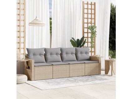 4dílná zahradní sedací souprava s poduškami béžová polyratan 3252216