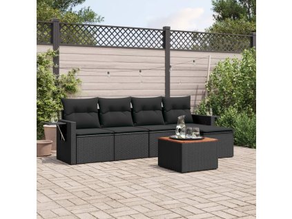 6dílná zahradní sedací souprava s poduškami černá polyratan 3256867