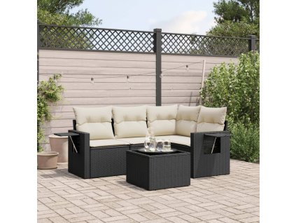 5dílná zahradní sedací souprava s poduškami černá polyratan 3220115