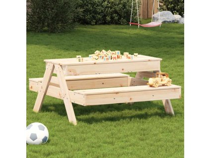 Dětský piknikový stůl s pískovištěm masivní borové dřevo 832592