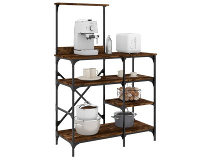 Kuchyňský regál kouřový dub 90x40x132 cm kompozitní dřevo a kov 845418