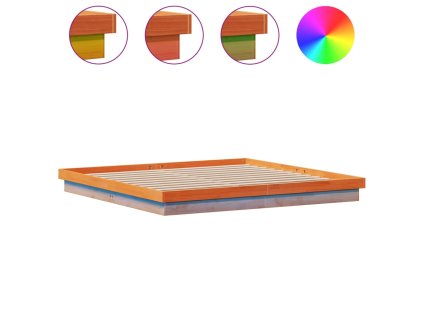Rám postele s LED voskově hnědý 180 x 200 cm masivní borovice 844417
