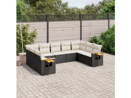 9dílná zahradní sedací souprava s poduškami černá polyratan 3227113
