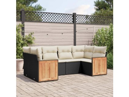 6dílná zahradní sedací souprava s poduškami černá polyratan 3227939