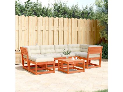 6dílná zahradní sedací souprava podušky voskově hnědá borovice 3217037