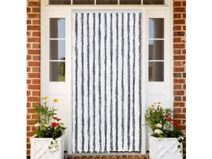 Závěs proti hmyzu šedý a bílý 100 x 200 cm žinylka 377369