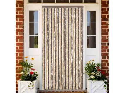 Závěs proti hmyzu tmavě hnědý a béžový 100 x 200 cm žinylka 377357