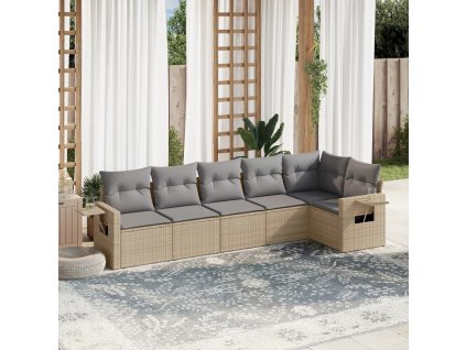 6dílná zahradní sedací souprava s poduškami béžová polyratan 3220188