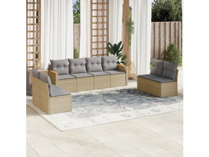 8dílná zahradní sedací souprava a podušky mix béžové polyratan 3225891