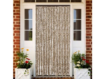 Závěs proti hmyzu béžový a hnědý 90 x 200 cm žinylka 377388