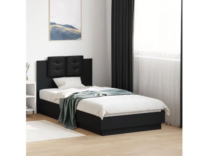 Rám postele s čelem a LED osvětlením černý 75 x 190 cm 3210067