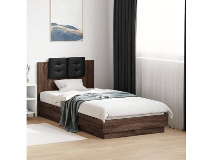 Rám postele s čelem a LED osvětlením hnědý dub 90 x 190 cm 3210065