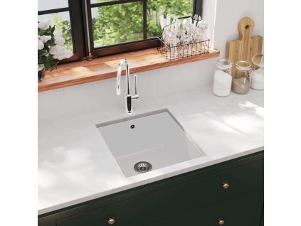 Žulový kuchyňský dřez jednoduchý bílý 144869