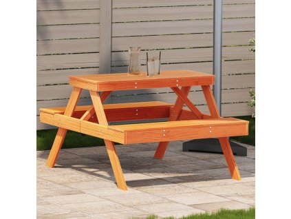 Piknikový stůl voskově hnědý 105x134x75 cm masivní borové dřevo 844649