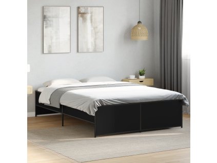 Rám postele černý 135 x 190 cm kompozitní dřevo a kov 3279902