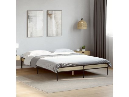 Rám postele dub sonoma 160 x 200 cm kompozitní dřevo a kov 845007