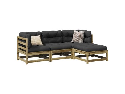 4dílná zahradní sedací souprava a podušky impregnovaná borovice 3295817