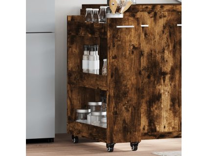 Skříňka na kolečkách kouřový dub 60x22x79 cm kompozitní dřevo 840419