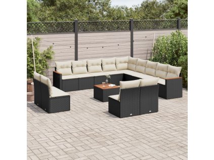 14dílná zahradní sedací souprava s poduškami černá polyratan 3226490