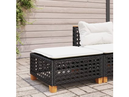 Zahradní stolička s poduškou černá 63,5 x 56 x 32 cm polyratan 365932