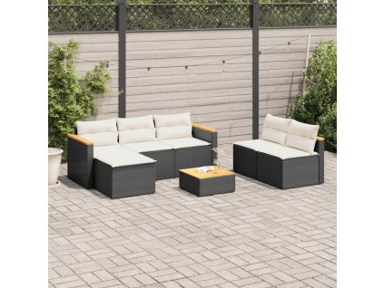 5dílná zahradní sedací souprava s poduškami polyratan akácie 3213537