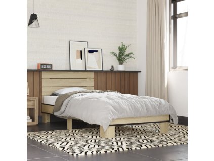 Rám postele dub sonoma 90 x 200 cm kompozitní dřevo a kov 845743