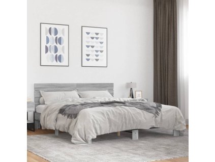 Rám postele šedý sonoma 200 x 200 cm kompozitní dřevo a kov 3280130