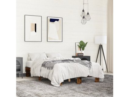 Rám postele kouřový dub 120 x 200 cm kompozitní dřevo a kov 845864