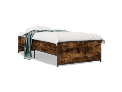 Rám postele kouřový dub 100 x 200 cm kompozitní dřevo a kov 845238