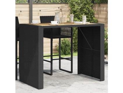 Zahradní barový stůl s akáciovou deskou černý 145 x 80 x 110 cm 368698