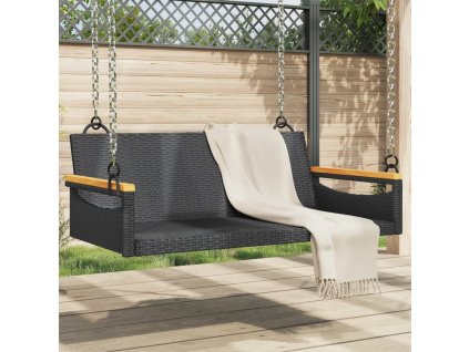 Houpací lavice černá 109 x 62 x 40 cm polyratan 368143