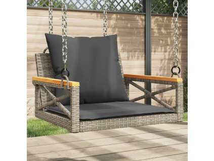 Houpací lavice s poduškami šedá 63 x 62 x 40 cm polyratan 368174