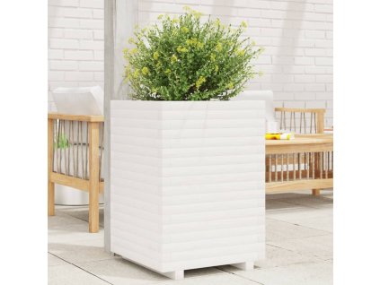 Zahradní truhlík bílý 50 x 50 x 72 cm masivní borové dřevo 3282610