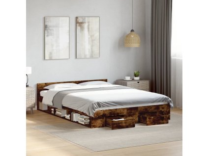 Rám postele se zásuvkami kouřový dub 140 x 200 cm kompozit 3280752