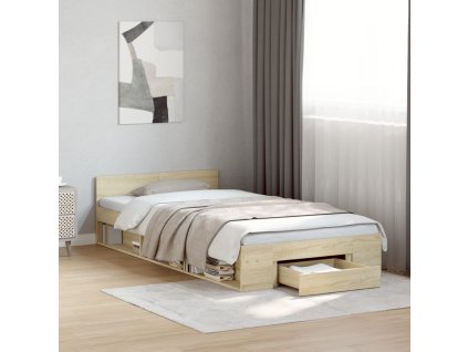 Rám postele se zásuvkou dub sonoma 100x200 cm kompozitní dřevo 3280792