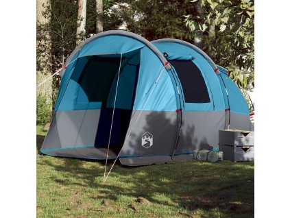 Kempingový stan tunel pro 4 osoby modrý nepromokavý 94632