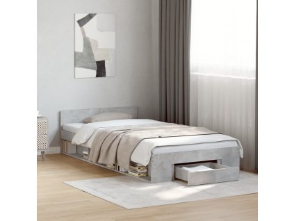Rám postele se zásuvkou betonově šedý 90x190cm kompozitní dřevo 3280786