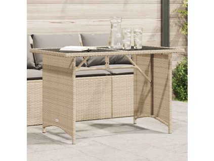 Zahradní stůl se skleněnou deskou béžový 110x68x70 cm polyratan 366353