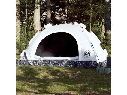 Kempingový stan 3 osoby bílý zatemňovací látka rychloupínací 4004168